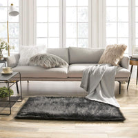 Ashler faux fur rug, Fluffy Shaggy Area Rug Ultra Soft 2 x 3 Feet Sheepskin Fur Rug, Navy Blue Fuzzy Rug Machine Washable Shag Rug, Nursery Decor Throw Rugs for Bedroom, kids room, Living Room