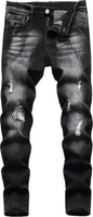 Boy's Skinny Fit Ripped Destroyed Distressed Stretch Slim Jeans Pants