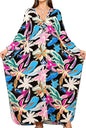 Women Kaftan Dresses Plus Size V-Neck Batwing Sleeves Beach Cover Up 2025 Summer Floral Print Caftan Dress