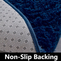 FJZFING Navy Blue Round Rug Ultra-Soft Plush Modern 4x4 Circle Area Rug for Kid's Bedroom, Fluffy Shag Circular Rug for Nursery Room, Non-Slip Home Decor Cute Navy Blue Carpet for Teen's Room