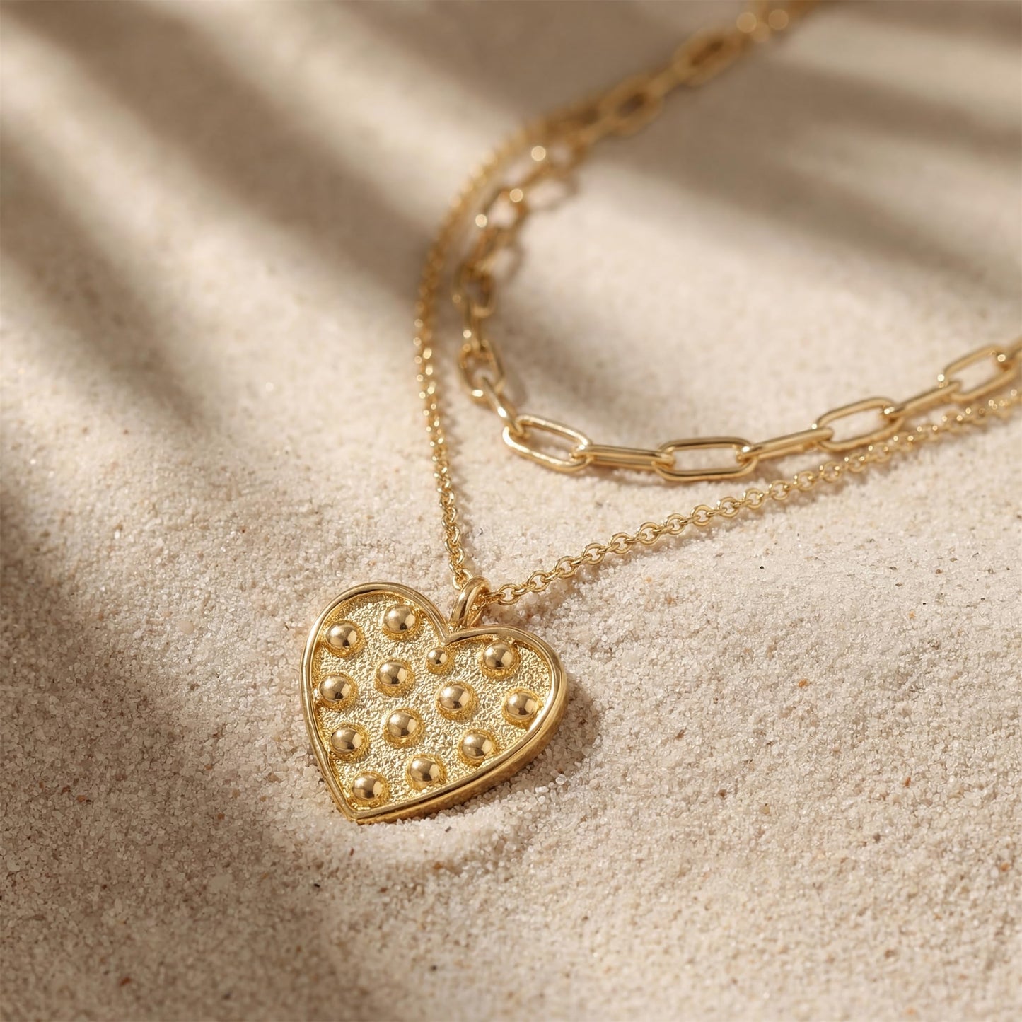 MEVECCO Layered Heart Necklace Pendant Handmade 18k Gold Plated Dainty Gold Choker Arrow Bar Layering Long Necklace for Women