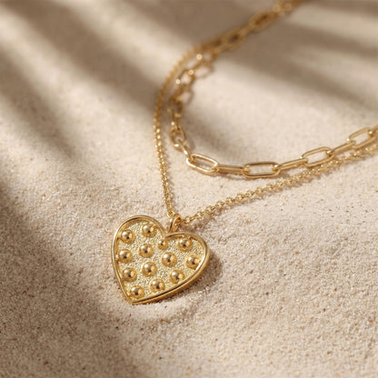 MEVECCO Layered Heart Necklace Pendant Handmade 18k Gold Plated Dainty Gold Choker Arrow Bar Layering Long Necklace for Women