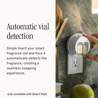 Pura - Smart Home Fragrance Device Starter Set - Pura 4 - Scent Diffuser for Home - Includes Fragrance Aroma Diffuser - Square Box, Linens & Surf and Yuzu Citron Scent Refills