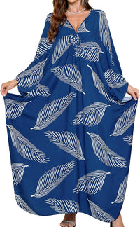Women Kaftan Dresses Plus Size V-Neck Batwing Sleeves Beach Cover Up 2025 Summer Floral Print Caftan Dress
