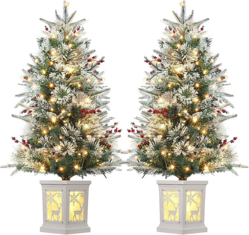 3 Ft Pre-Lit Christmas Tree, Artificial Christmas Trees with Lighting, Xmas Trees with 78 Led Lights, Christmas Decoration for Home, Office, Easy Assembly