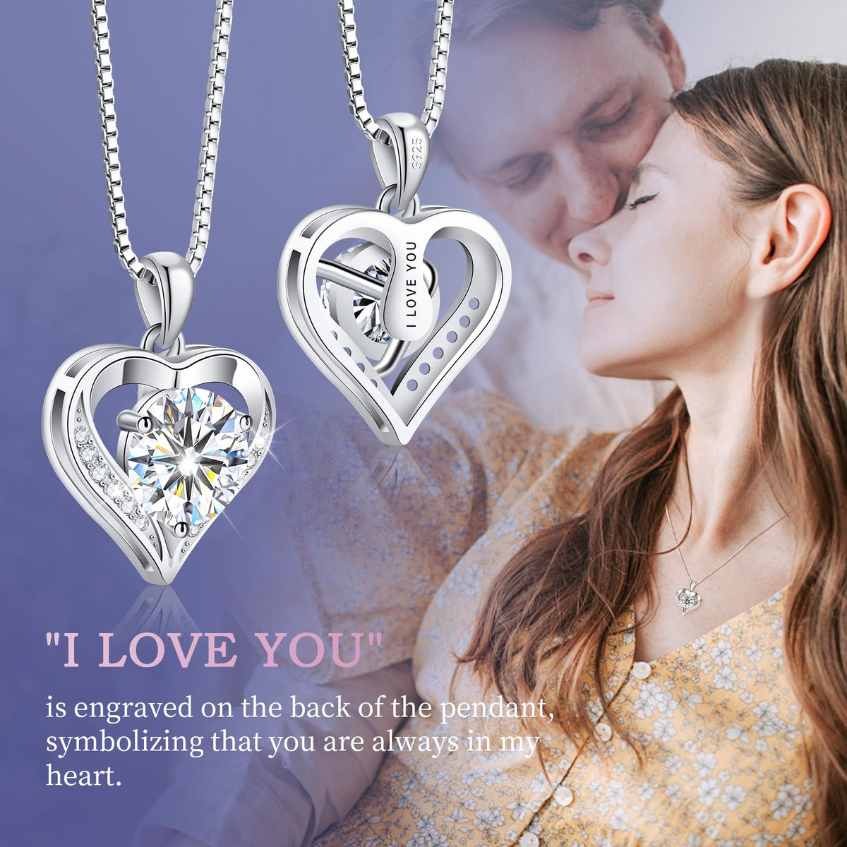 Luxury Moissanite Heart Necklace for Women – 925 Sterling Silver Heart Pendant, Sparkling Jewelry Gift for Wife, Girlfriend, Mom & Daughter