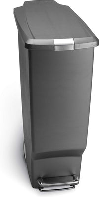 simplehuman 40 Liter / 10.6 Gallon Slim Kitchen Step Trash Can With Secure Slide Lock, Grey Plastic
