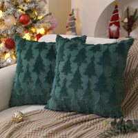 DFXSZ Christmas Tree Pillow Covers 18x18 inch Set of 2 Christmas Decoration Beige Soft Plush Faux Fur Jacquard Throw Pillows for Bedroom Sofa Holiday Festivals Winter Home Decor PTK006C18