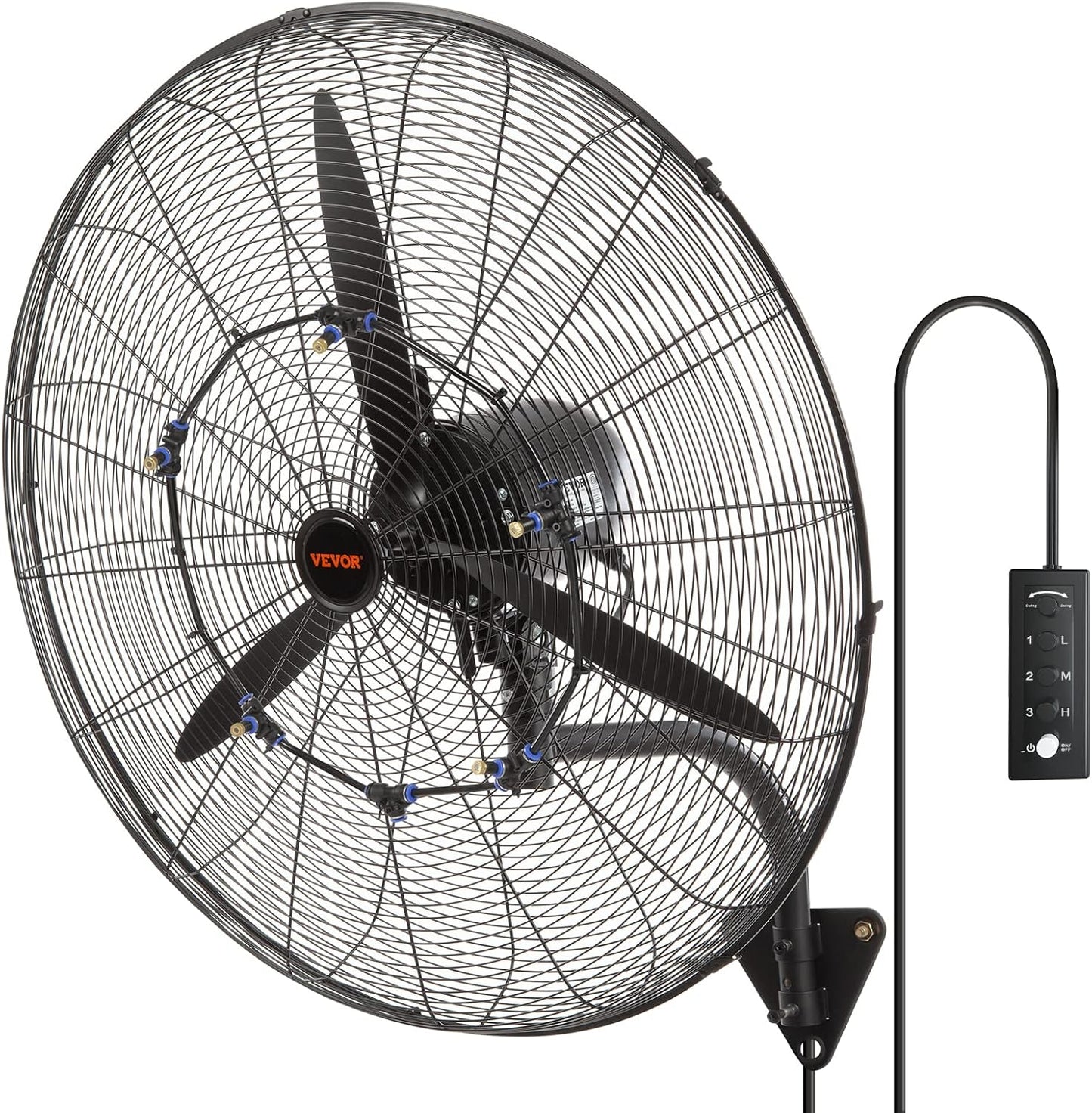 VEVOR 18 inch Wall Mount Fan Waterproof 2 Packs, 3 speed High Velocity 4000 CFM Industrial Wall Fan for Indoor, Commercial, Residential, Warehouse, Greenhouse, Workshop, Basement, Garage,Black