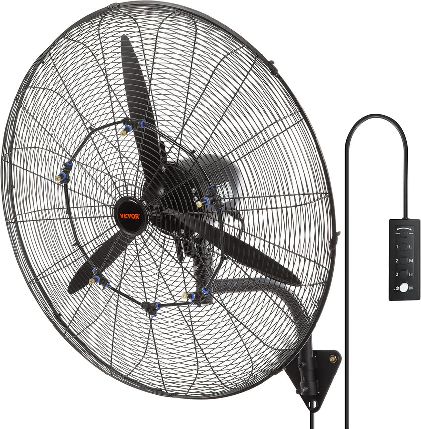 VEVOR 18 inch Wall Mount Fan Waterproof 2 Packs, 3 speed High Velocity 4000 CFM Industrial Wall Fan for Indoor, Commercial, Residential, Warehouse, Greenhouse, Workshop, Basement, Garage,Black