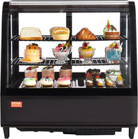 VEVOR Open Air Merchandiser, 3-Tier Shelving Commercial Refrigerator, Grab and Go Display Cooler Refrigerator with Air Curtain, 4 Swivel Wheels, LED Light, for Restaurants, Stores, Office, 7.8cu.ft.
