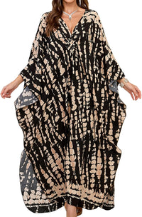 Women Kaftan Dresses Plus Size V-Neck Batwing Sleeves Beach Cover Up 2025 Summer Floral Print Caftan Dress