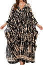 Women Kaftan Dresses Plus Size V-Neck Batwing Sleeves Beach Cover Up 2025 Summer Floral Print Caftan Dress