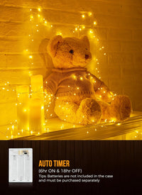 Brightown Fairy Lights Battery Operated, 10Ft 120 LED Firecracker String Lights, Waterproof Silver Wire Starry Firefly Light for DIY Wreath Weeding Indoor Outdoor Christmas Decorations