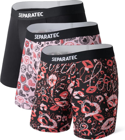 Separatec Mens Underwear with Pouch Moisture Wicking Dual Pouch Boxer Briefs Rayon From Bamboo Underwear Men, Halloween Theme