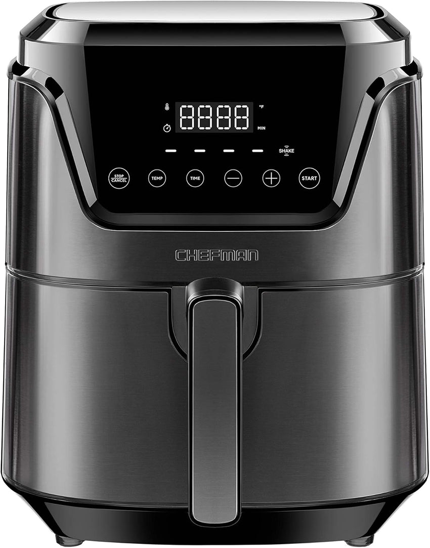CHEFMAN 6 Quart Dual Basket Air Fryer Oven with Easy View Windows, Sync Finish, Hi-Fry, Auto Shutoff, 2 Independent 3Qt Nonstick Dishwasher Safe Frying Baskets, Digital Double Air Fryer - Black