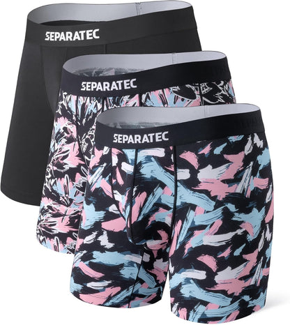 Separatec Mens Underwear with Pouch Moisture Wicking Dual Pouch Boxer Briefs Rayon From Bamboo Underwear Men, Halloween Theme