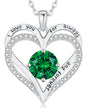 Personalized Double Heart Birthstone Necklace for Women – Sterling Silver Gift