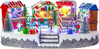 Bdor Christmas Village Lighted Decoration Musical Animated Display Christmas Collectible Santa Battery Operated Resin Indoor Decor