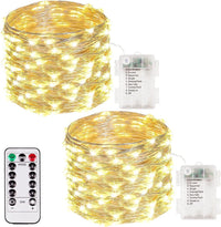 4 Pack 100 LED Fairy Lights Battery Operated with Remote, 33FT Waterproof Twinkle Lights with Timer & 8 Modes, Fairy String Light Outdoor Indoor for Bedroom Classroom DIY Christmas Decor (Warm White)
