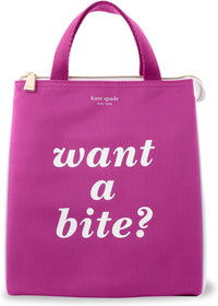 Kate Spade New York, Portable Soft Cooler Lunch Bag with Silver Insulated Interior Lining and Storage Pocket, Joy Dot