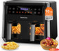 10QT Large Dual Basket Air Fryer with Viewing Window and 50pcs Paper Liners, 10-in-1 Digital Touchscreen Double Zone Air Fryers, SyncCook to Bake,Roast,Reheat,Broil, Nonstick Dishwasher Safe