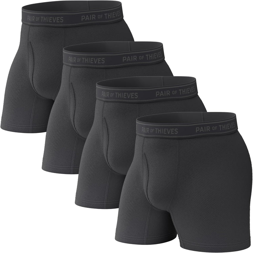 Pair of Thieves 4 Pack Mens Boxer Briefs - Soft, Stretchy, Moisture-Wicking Underwear for Men - All-Day Comfort and Support