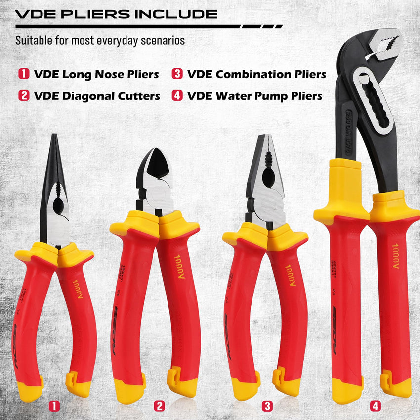 1000V Insulated Electrician Screwdriver Set - 13-Piece Professional Electrical Screwdriver Set Insulation Handle CRV Steel Magnetic Phillips Slotted Pozi Torx Tips VDE & GS Certified