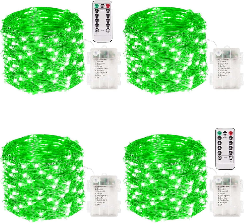 4 Pack 100 LED Fairy Lights Battery Operated with Remote, 33FT Waterproof Twinkle Lights with Timer & 8 Modes, Fairy String Light Outdoor Indoor for Bedroom Classroom DIY Christmas Decor (Warm White)