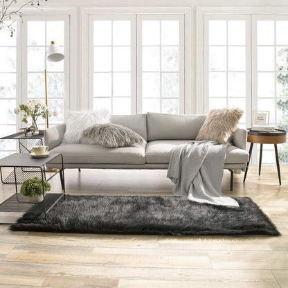 Ashler Faux Fur Rug, Fluffy White Small Sheepskin Rug, Ultra Soft 2x3 Ft Mat, Machine Washable Shag Mats, Nursery Throw for Bed, Living, Kids Room