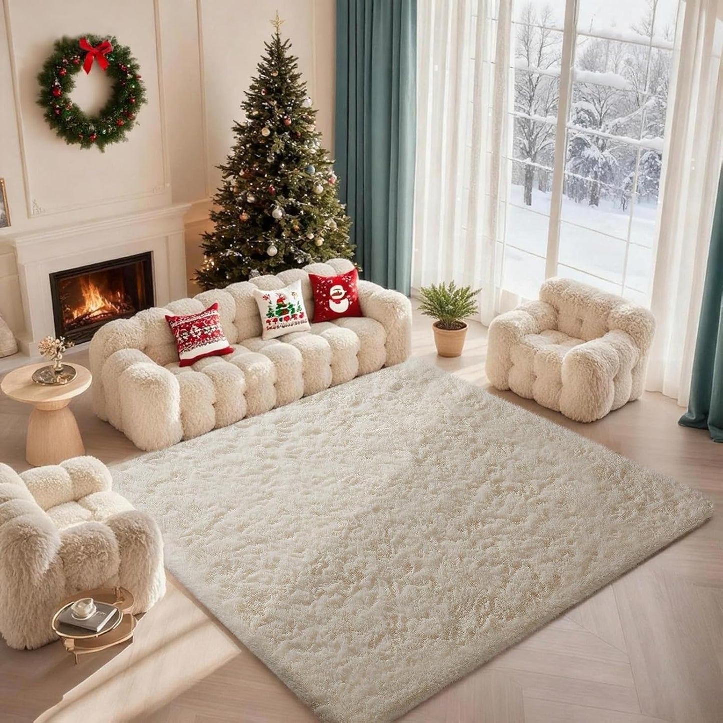 Ophanie Area Rugs for Living Room Bedroom, Upgrade Non-Slip Fluffy Soft Grey Shag Carpet, Indoor Floor Gray 4x6 Fuzzy Shaggy Living Room Plush Rug for Kids Home Dorm Decor Aesthetic