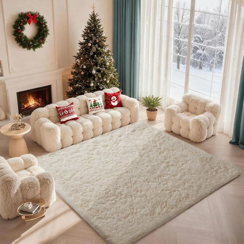 Ophanie Area Rugs for Living Room Bedroom, Upgrade Non-Slip Fluffy Soft Grey Shag Carpet, Indoor Floor Gray 4x6 Fuzzy Shaggy Living Room Plush Rug for Kids Home Dorm Decor Aesthetic