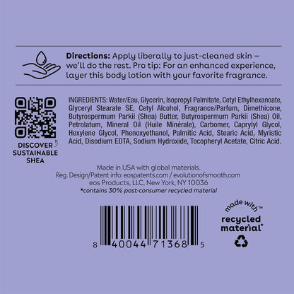 eos Shea Better Body Lotion Vanilla Cashmere, 24-Hour Moisture Skin Care, Lightweight & Non-Greasy, Natural Shea, Vegan, Vanilla Body Lotion, 16 fl oz