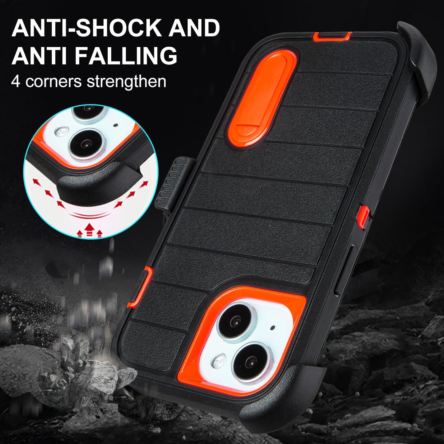 for Phone case iPhone 13 Case with Belt Clip, Heavy Duty Military Grade Drop iPhone13 Protective Case, Shockproof Defender Cover for iPhone 13 Cases 6.1 inch (Black+Blue)