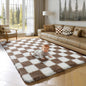 KICMOR Navy Blue and Cream White Rugs for Living Room, 4x6 Fluffy Fuzzy Shag Checkered Rug Shaggy Carpet for Bedroom, Soft Plush Area Rug for Nursery Toddler Room Classroom Study Room Kids Room