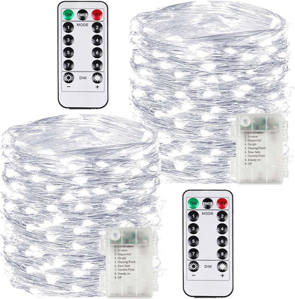 4 Pack 60 LED Fairy Lights Battery Operated with Timer, 20FT Waterproof Twinkle Lights Indoor Outdoor, Cuttable String Lights for Bedroom, Wedding, DIY, Centerpiece, Christmas Decorations (Warm White)