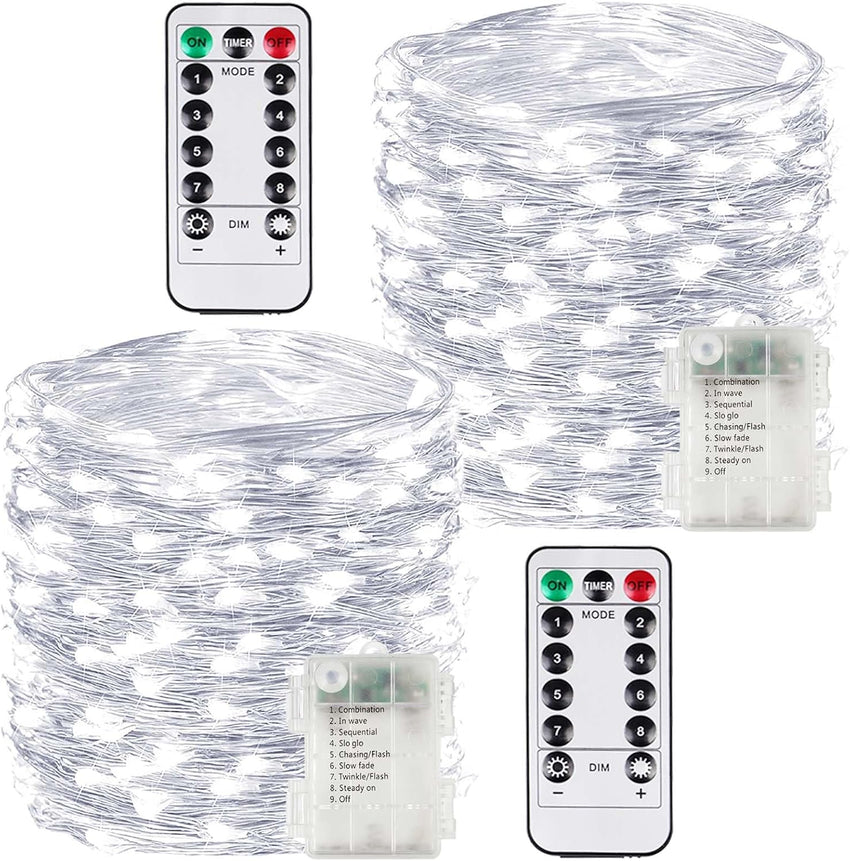 4 Pack 60 LED Fairy Lights Battery Operated with Timer, 20FT Waterproof Twinkle Lights Indoor Outdoor, Cuttable String Lights for Bedroom, Wedding, DIY, Centerpiece, Christmas Decorations (Warm White)