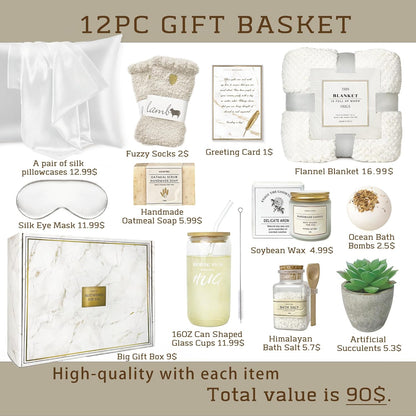 Care Package for Women,12PC Get Well Gifts for Women After Surgery,Birthday,Get Well Soon,Grief,Sympathy Gifts,Condolences (white)