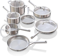 Ninja EverClad Stainless Steel Cookware 12 Piece Pots & Pans Set, All Stovetops & Induction, Oven Safe to 600°F, Tri-Ply Commercial-Grade, C99012