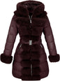 RISISSIDA Women Winter Fur Lined Coat,Puffer Jacket with Long Fur Trim Hooded,Warm Leather Bubble Overcoat Cold-resistant