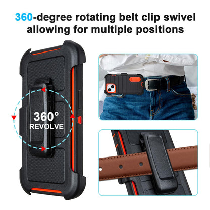 for Rugged iPhone 15 Case with Belt Clip Holster, Military Grade Heavy Duty Shockproof Cover for iPhone15 Case Protective with Stand 6.1 Inch (Black+Blue)