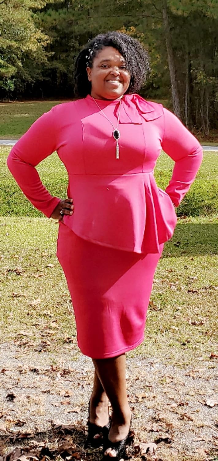 Women's Peplum Bodycon Long Sleeve Wear to Work Dresses Bow Party Club Ruffle Formal Cocktail Pencil Dress