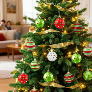 24PCS Christmas Ornaments 2.4"– Dazzling Shatterproof Xmas Tree Balls, Abundant Red/Green/White Pre-Tied Christmas Balls Hanging Ornaments for Holiday Parties, Large Trees Home Decor & Offices