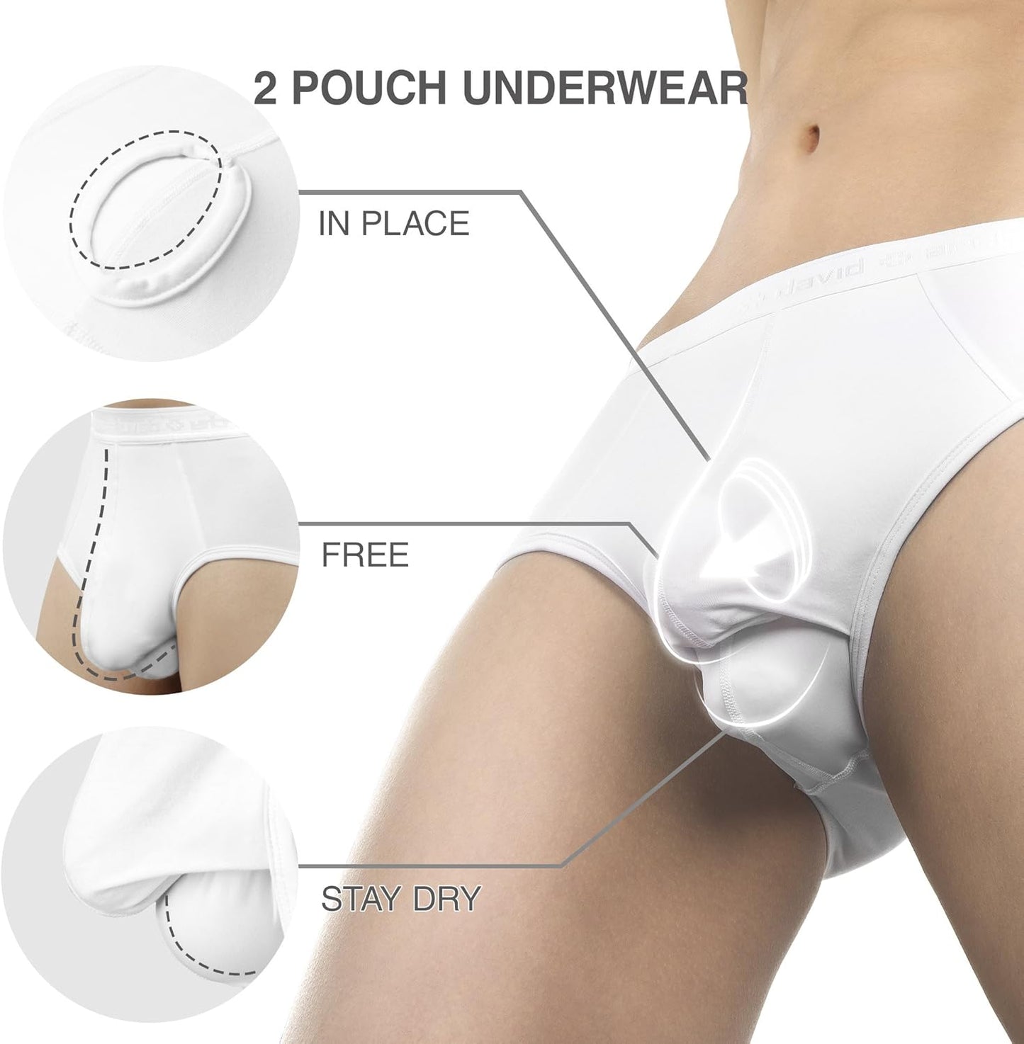 DAVID ARCHY Men's Underwear Ultra Soft Modal Dual Pouch Briefs Support Comfortable lightweight Briefs for Men 4 or 7 Pack
