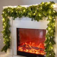 6FT PARTY JOY Seasonal Artificial Christmas Garland with LED String Lights Pine Needle Cypress Garland for Holiday Winter Indoor Outdoor Decor