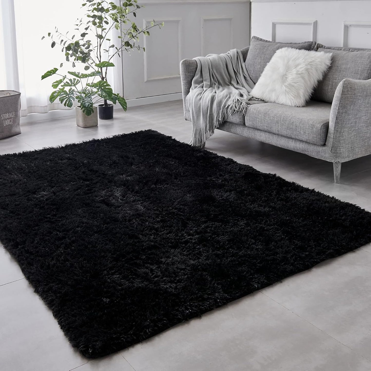TABAYON Shaggy Navy Blue Rug, 2x3 Area Rugs for Living Room, Anti-Skid Extra Comfy Fluffy Floor Carpet for Indoor Home Decorative