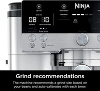 Ninja Luxe Café 3-in-1 Espresso, Drip Coffee and Cold Brew Machine | Intergrated Coffee Grinder, Milk Frother, Assisted Tamper & Built-In Espresso Accessory Storage | Stainless Steel | ES601