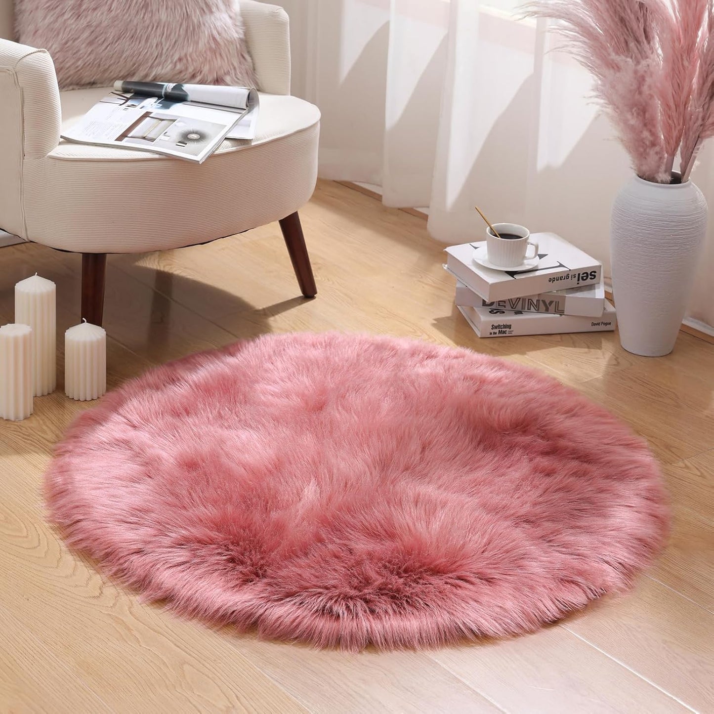 Ashler Faux Fur Rug, Dark Blue Area Rugs, Fluffy Sheepskin Fur Rug, Fuzzy Ultra Soft 2 x 6 Ft Rugs, Machine Washable Shag Rug, Nursery Throw Rugs for Bed, Living, Kids Room