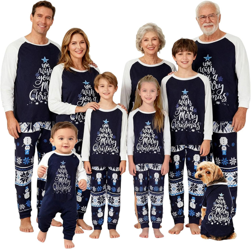 Family Christmas Pajamas Matching Sets - Soft Lettler Print Xmas Pjs for Couples & Kids | Holiday Family Pajamas