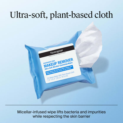Neutrogena Makeup Remover Wipes Singles, Individually Wrapped, Daily Facial Cleanser Towelettes, Gently Removes Oil & Makeup, Alcohol-Free, 20 ct
